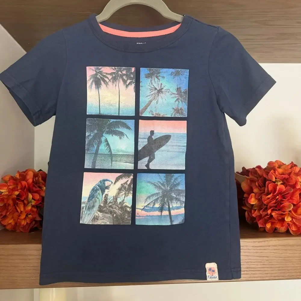 Boys Tee/Button Down Top Bundle: Plaid, Surfing, Patriotic
